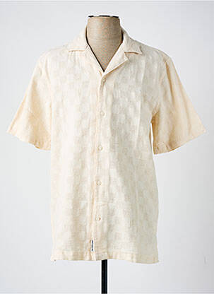 Chemise manches courtes col tailleur beige PEPE JEANS homme
