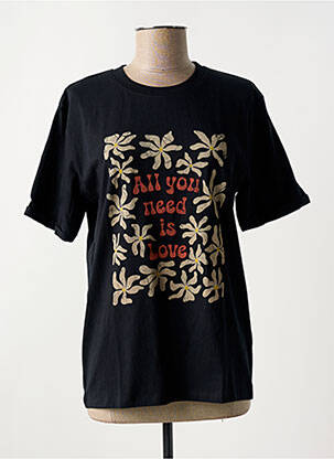 T-shirt sérigraphie floquée manches courtes noir LEE COOPER femme