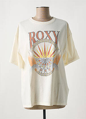 T-shirt sérigraphie floquée manches courtes beige ROXY femme