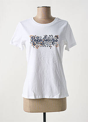 T-shirt sérigraphie floquée manches courtes blanc PEPE JEANS femme