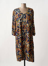Robe mi-longue imprimé fleurs manches longues bleu GRIFFON femme