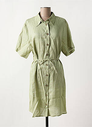 Robe mi-longue manches courtes manches courtes vert YESTA femme