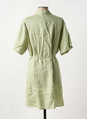 Robe mi-longue manches courtes manches courtes vert YESTA femme