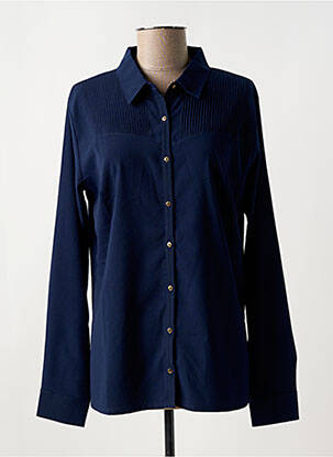 Chemisier coupe droite manches longues bleu GRIFFON femme
