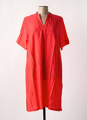 Robe mi-longue manches courtes manches courtes rouge CISO femme