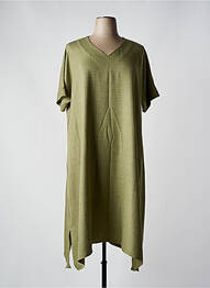 Robe longue manches courtes manches courtes vert GRIFFON femme