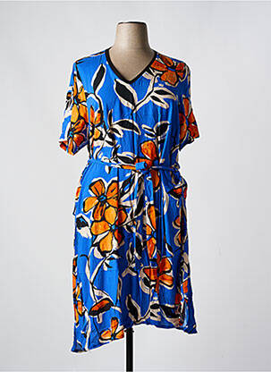 Robe pull col v manches courtes bleu FRANCK ANNA femme