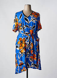 Robe pull col v manches courtes bleu FRANCK ANNA femme