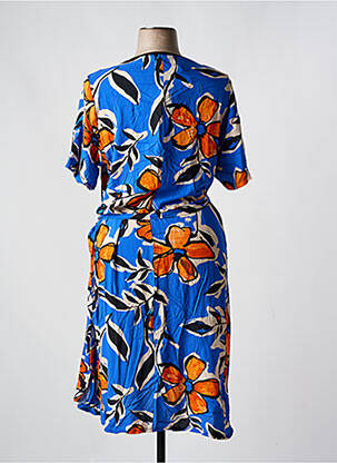 Robe pull col v manches courtes bleu FRANCK ANNA femme