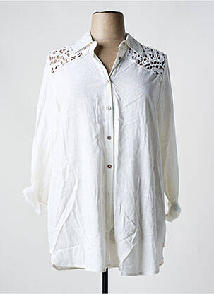 Chemisier tissage crêpe manches longues blanc YESTA femme