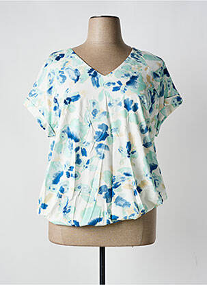 T-shirt col v manches courtes bleu YESTA femme
