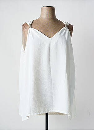 Top tissage crêpe sans manche beige AN II VITO femme