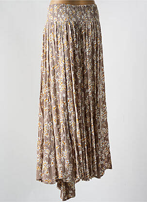 Jupe longue tissage crêpe marron AGATHE & LOUISE femme