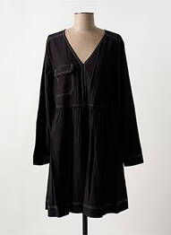 Robe courte coupe évasée manches longues noir ICHI femme