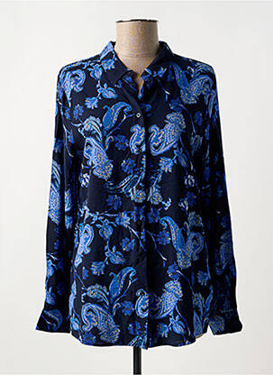 Chemisier imprimé fantaisie manches longues bleu ICHI femme