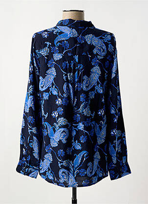 Chemisier imprimé fantaisie manches longues bleu ICHI femme