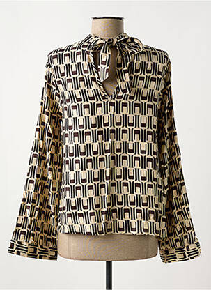 Blouse tissage popeline manches longues beige DEELUXE femme