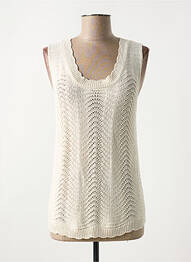Pull coupe cintrée sans manche beige DEELUXE femme