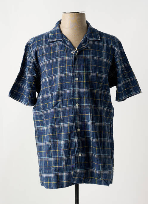 Chemise manches courtes bleu KNOWLEDGE COTTON APPAREL pour homme