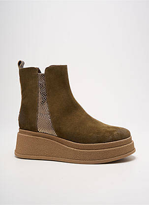 Bottines/boots tissage satiné talon de 4 à 6cm vert MINKA DESIGN femme