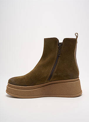 Bottines/boots tissage satiné talon de 4 à 6cm vert MINKA DESIGN femme