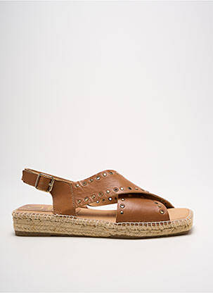 Sandales/nu pieds matière lisse talon plat jusqu'à 3cm marron KANNA femme