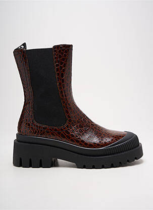 Bottines/boots tissage satiné talon de 4 à 6cm marron PATAUGAS femme