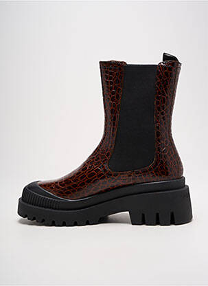 Bottines/boots tissage satiné talon de 4 à 6cm marron PATAUGAS femme