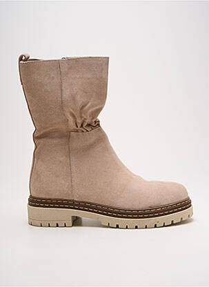 Bottines/boots nubuck talon plat jusqu'à 3cm beige METAMORF'OSE femme