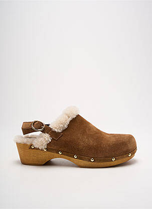 Mules/sabots nubuck talon de 4 à 6cm marron ANAKI femme
