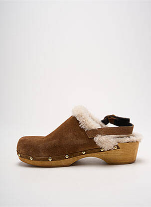 Mules/sabots nubuck talon de 4 à 6cm marron ANAKI femme