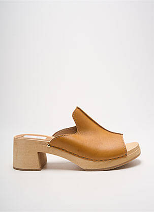 Mules/sabots matière lisse talon de 4 à 6cm marron SWEDI femme