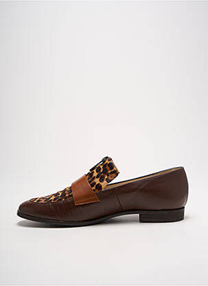 Mocassins tissage satiné talon plat jusqu'à 3cm marron GADEA femme