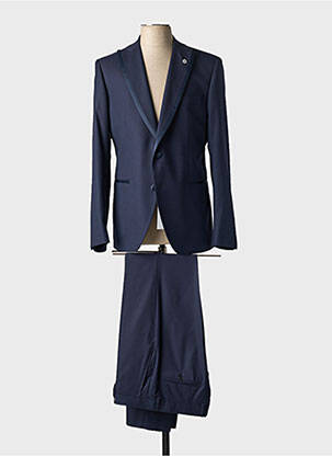Costume de cérémonie fermeture zippée sous rabat boutonné bleu UNGARO homme