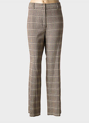 Pantalon droit fermeture zippée sous rabat boutonné beige LUCCHINI femme