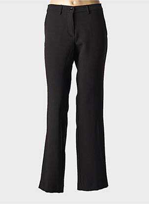 Pantalon droit fermeture zippée sous rabat boutonné noir LCDN femme
