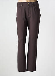 Pantalon droit fermeture zippée sous rabat boutonné marron LCDN femme