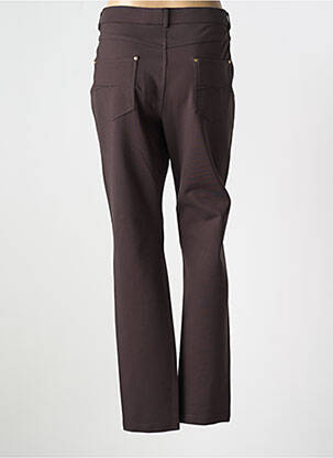 Pantalon droit fermeture zippée sous rabat boutonné marron LCDN femme