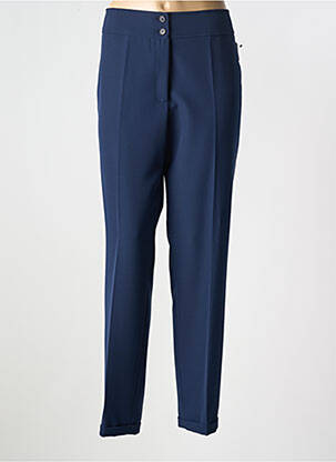 Pantalon droit fermeture zippée sous rabat boutonné bleu FARUK femme