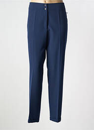 Pantalon droit fermeture zippée sous rabat boutonné bleu FARUK femme