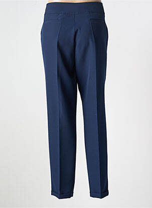 Pantalon droit fermeture zippée sous rabat boutonné bleu FARUK femme