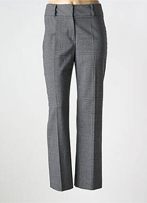 Pantalon droit fermeture zippée sous rabat avec crochet gris CAROLL femme