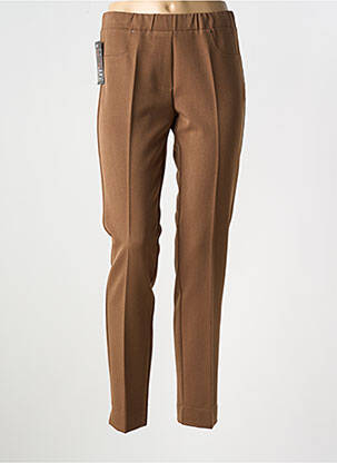 Pantalon slim taille élastique marron QUATRE VINGT JOURS femme
