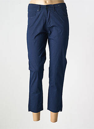 Pantalon 7/8 fermeture zippée sous rabat boutonné bleu QUATRE VINGT JOURS femme