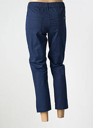 Pantalon 7/8 fermeture zippée sous rabat boutonné bleu QUATRE VINGT JOURS femme