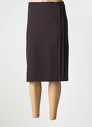 Jupe mi-longue coupe droite marron PLURIELLES femme