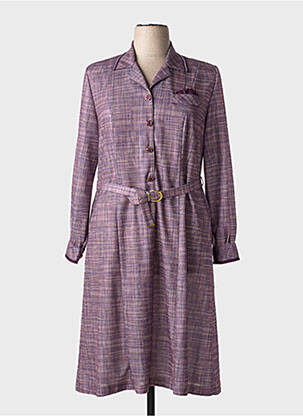 Robe mi-longue imprimé fantaisie manches longues violet VALMODE femme