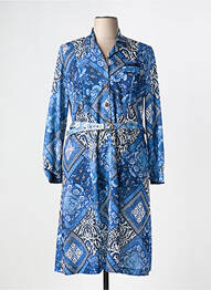 Robe mi-longue imprimé fantaisie manches longues bleu VALMODE femme