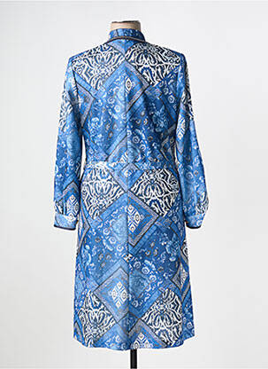 Robe mi-longue imprimé fantaisie manches longues bleu VALMODE femme