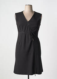 Robe mi-longue tissage crêpe sans manche noir FEMMES JE VOUS AIME femme